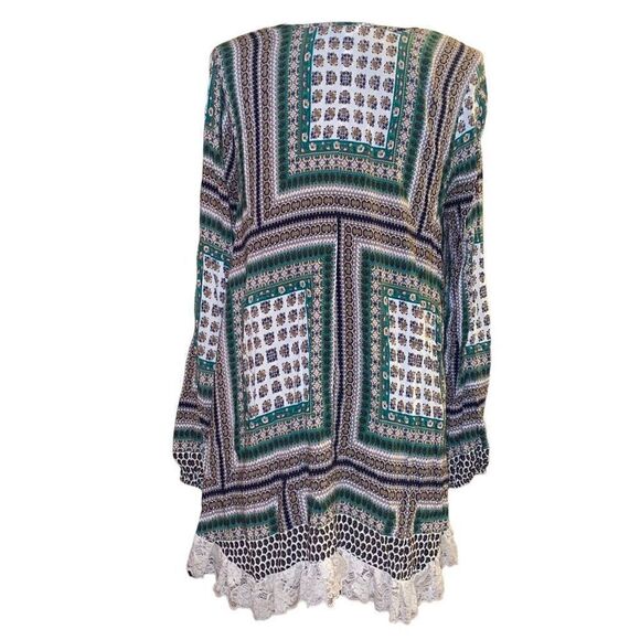 Entro  Boho Color Block Long Sleeve Tunic with Lace Sz M - Picture 4 of 13